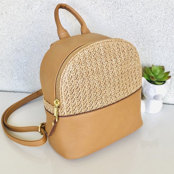 Steve Madden Handbags - Madden Girl Mini Backpack Vegan Leather/Straw